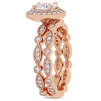 Ensemble de mariage de style rétro Miabella avec moissanites 1-1/2 CT PBT en or rosé 10K