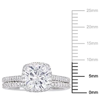 Ensemble de mariage de forme auréole Miabella avec moissanite 2 CT PBT et diamants 1/3 CT poids total en or blanc 14K