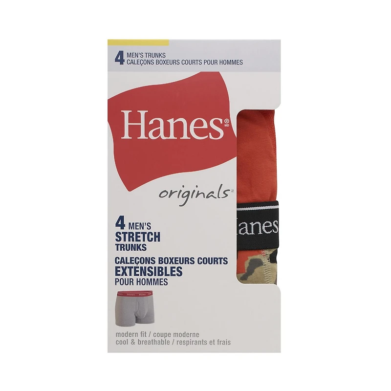 Caleçons pour hommes Hanes Originals, extensibles, coupe moderne, frais et respirants Paquet de 4