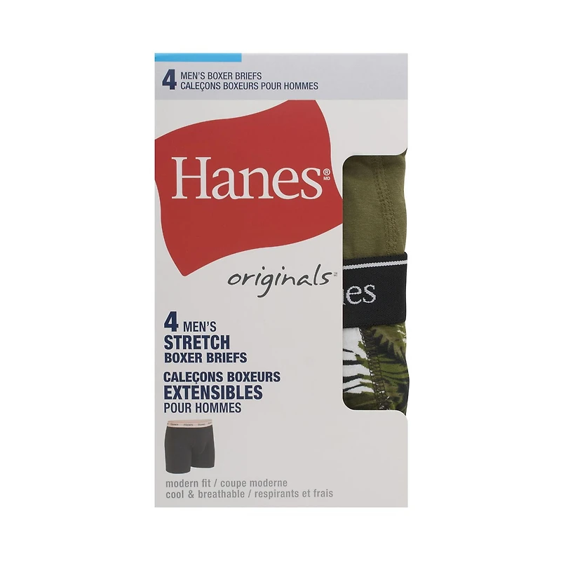 Hanes Originals Men's Boxer Briefs, Pack of 4, Stretch, Modern Fit, Cool & Breathable, A stylish collection of cool, modern essentials designed for comfort, made for every body