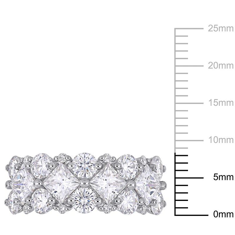 Bague de style semi-éternité Miabella avec moissanites 3 5/8 CT PBT et diamants 1/10 CT poids total en or blanc 10K