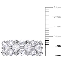 Bague de style semi-éternité Miabella avec moissanites 3 5/8 CT PBT et diamants 1/10 CT poids total en or blanc 10K