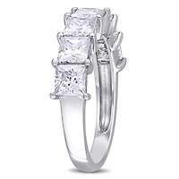 Bague de style semi-éternité Miabella avec moissanites de coupe princesses 2-4/5 CT PBT en or blanc 10K