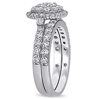 Ensemble de mariage de forme auréole Miabella avec diamants de laboratoire 1-3/4 CT poids total en or blanc 14K