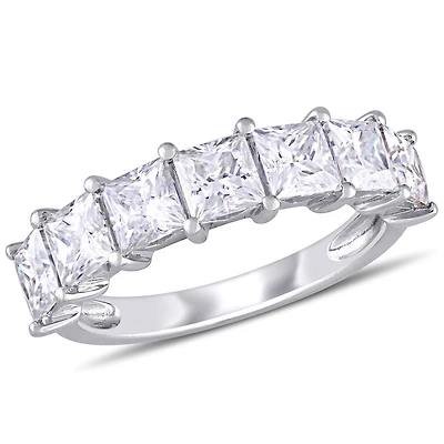 Bague de style semi-éternité Miabella avec moissanites de coupe princesses 2-4/5 CT PBT en or blanc 10K
