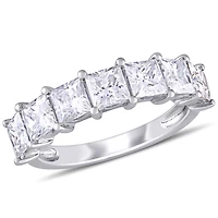 Bague de style semi-éternité Miabella avec moissanites de coupe princesses 2-4/5 CT PBT en or blanc 10K