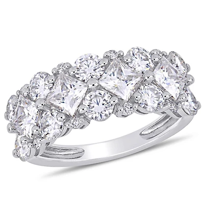 Miabella 3-5/8 Carat T.G.W. Moissanite and 1/10 Carat T.W. Diamond 10K White Gold Semi-Eternity Ring