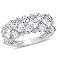 Miabella 3-5/8 Carat T.G.W. Moissanite and 1/10 Carat T.W. Diamond 10K White Gold Semi-Eternity Ring