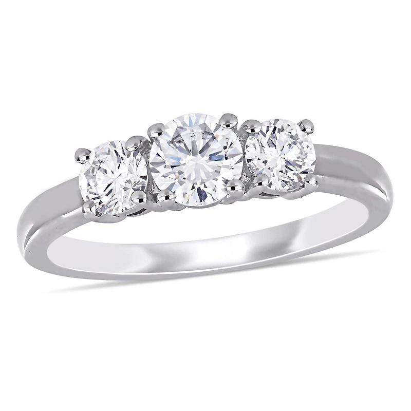 Bague à 3 pierres Miabella avec diamants de laboratoire 1 CT poids total en or blanc 14K