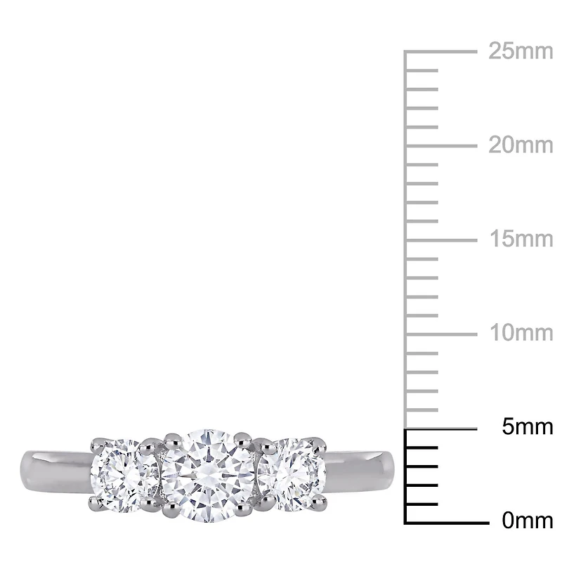 Bague à 3 pierres Miabella avec diamants de laboratoire 1 CT poids total en or blanc 14K