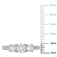 Bague à 3 pierres Miabella avec diamants de laboratoire 1 CT poids total en or blanc 14K