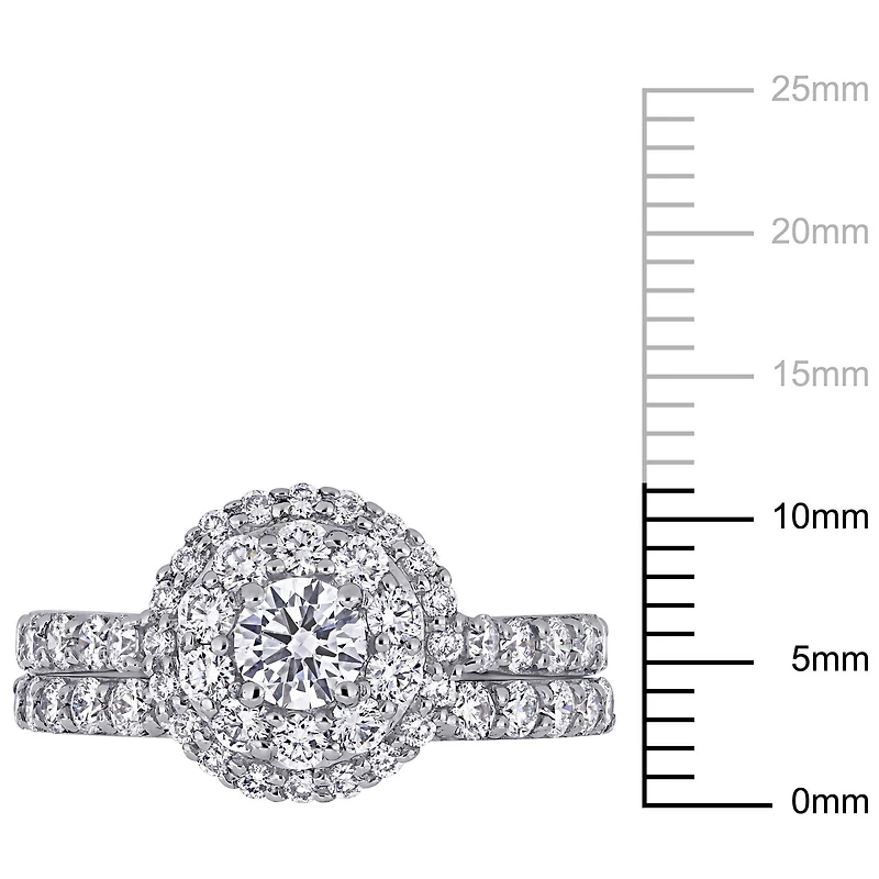Ensemble de mariage de forme auréole Miabella avec diamants de laboratoire 1-3/4 CT poids total en or blanc 14K