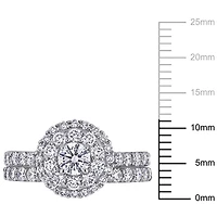 Ensemble de mariage de forme auréole Miabella avec diamants de laboratoire 1-3/4 CT poids total en or blanc 14K