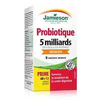 Jamieson capsules probiotiques, 5 milliards UFC, végétarien, 72 capsules