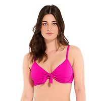 Captiva Women's Textured Underwire Bikini Top with Front Knot