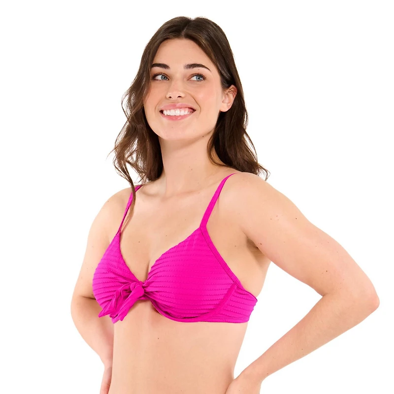 Haut de bikini Captiva texturé avec armatures et nœud à l’avant pour femme