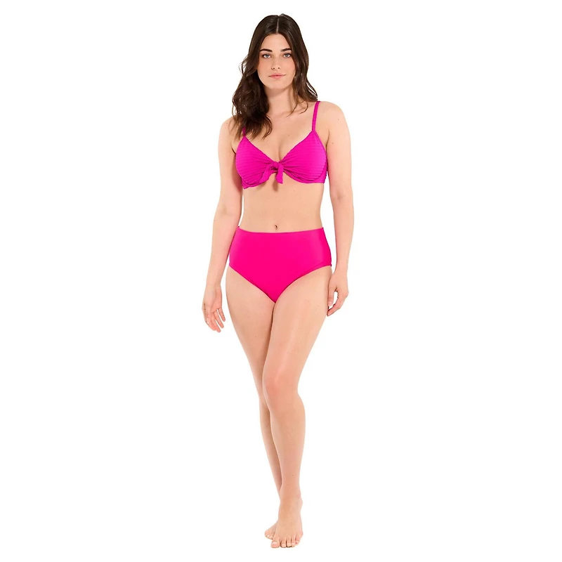 Captiva Women's Textured Underwire Bikini Top with Front Knot