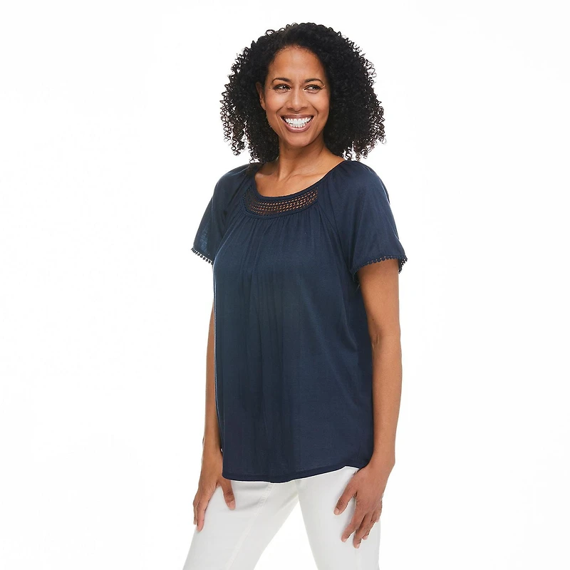 Penmans Women's Crochet Trim Top