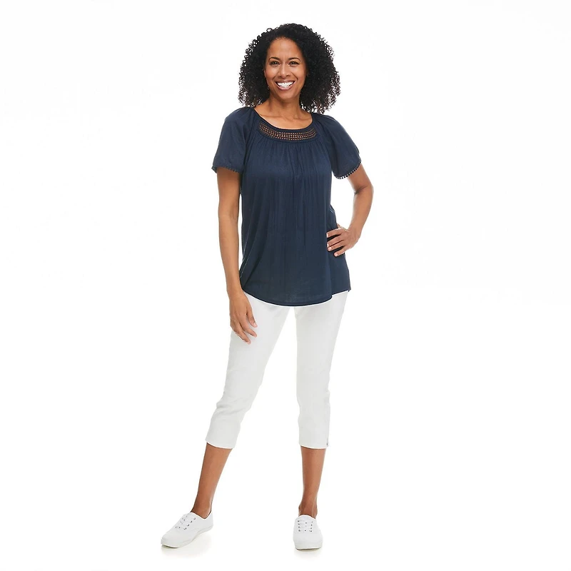 Penmans Women's Crochet Trim Top