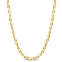 Collier chaîne perlée de coupe diamant ovale en argent sterling plaqué en rhodium jaune