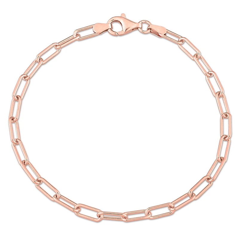 Miabella 18k Rose Gold Plated Sterling Silver Oval Link Bracelet