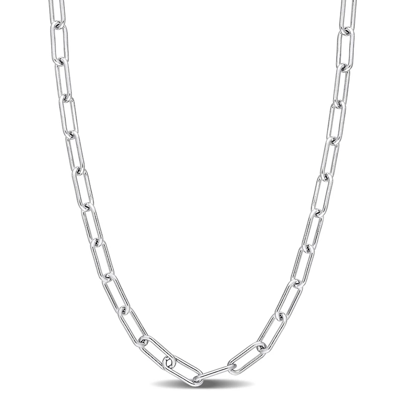 Miabella Sterling Silver Paperclip Necklace