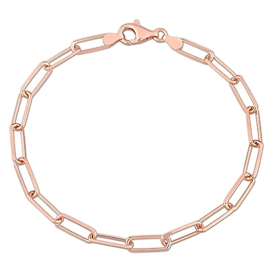Miabella Men's 18k Rose Gold Plated Sterling Silver Oval Link Fancy Paperclip Bracelet