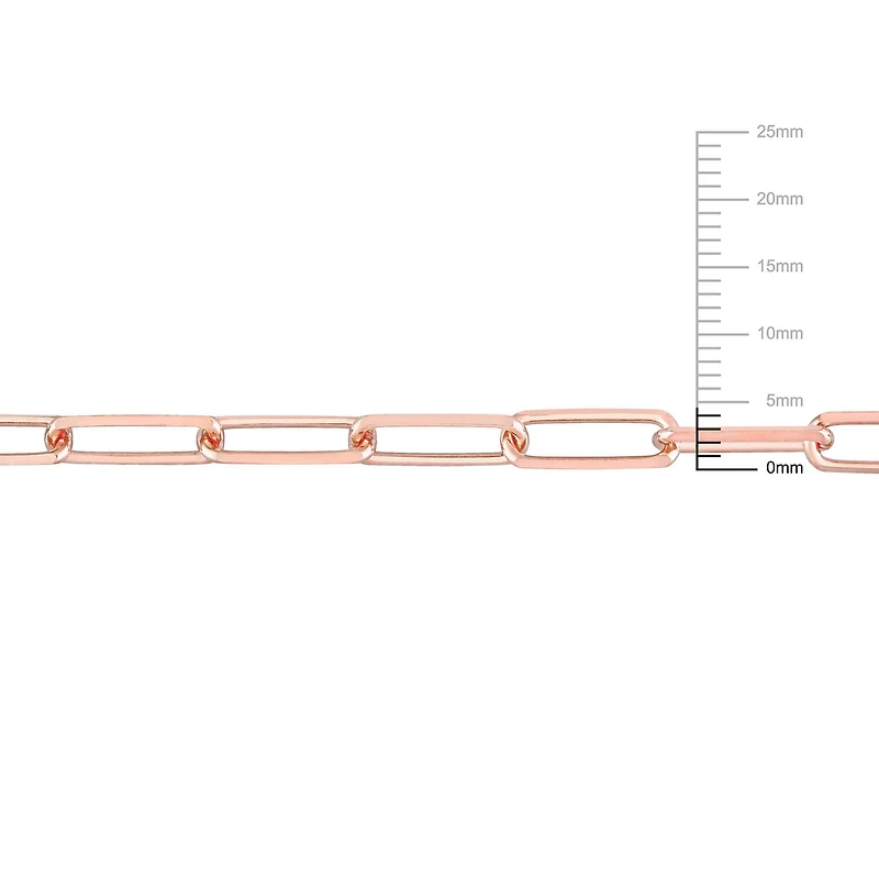 Miabella Men's 18k Rose Gold Plated Sterling Silver Oval Link Fancy Paperclip Bracelet