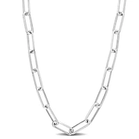 Miabella Sterling Silver Paperclip Necklace