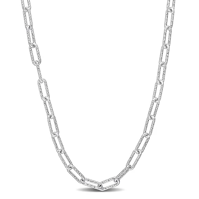 Miabella Sterling Silver Paperclip Necklace