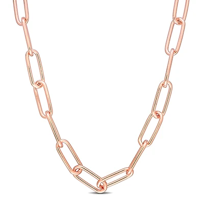 Miabella 18k Rose Gold Plated Sterling Silver Paperclip Necklace