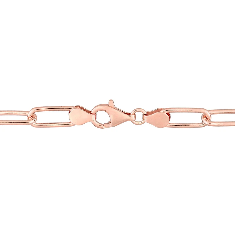 Miabella 18k Rose Gold Plated Sterling Silver Paperclip Necklace