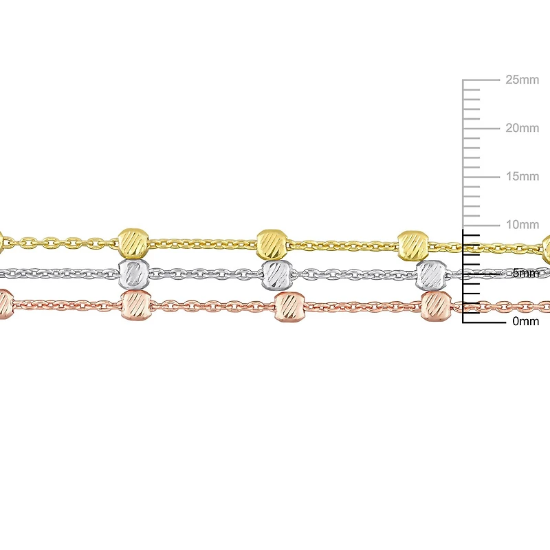 Bracelet de Miabella multi-brin station en argent sterling en argent sterling plaqué en trois-tone 18K