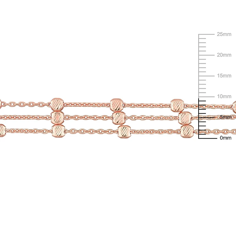 Bracelet de Miabella multi-brin station en argent sterling en argent sterling plaqué en or rose 18K