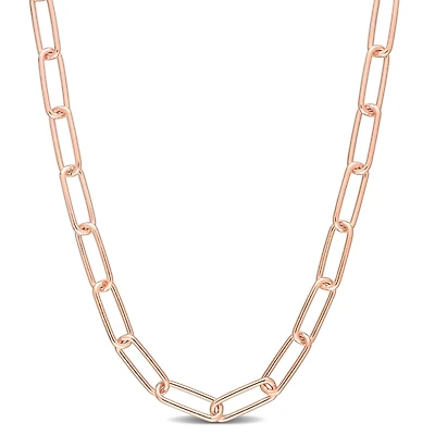 Miabella 18k Rose Gold Plated Sterling Silver Paperclip Necklace