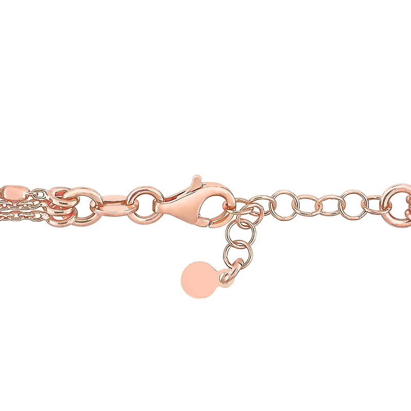 Bracelet de Miabella multi-brin station en argent sterling en argent sterling plaqué en or rose 18K