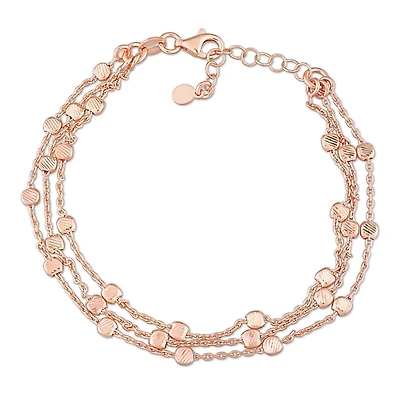 Bracelet de Miabella multi-brin station en argent sterling en argent sterling plaqué en or rose 18K