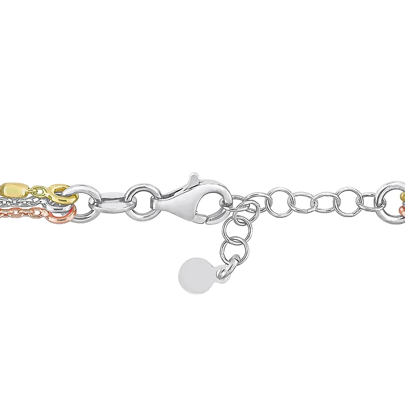 Bracelet de Miabella multi-brin station en argent sterling en argent sterling plaqué en trois-tone 18K