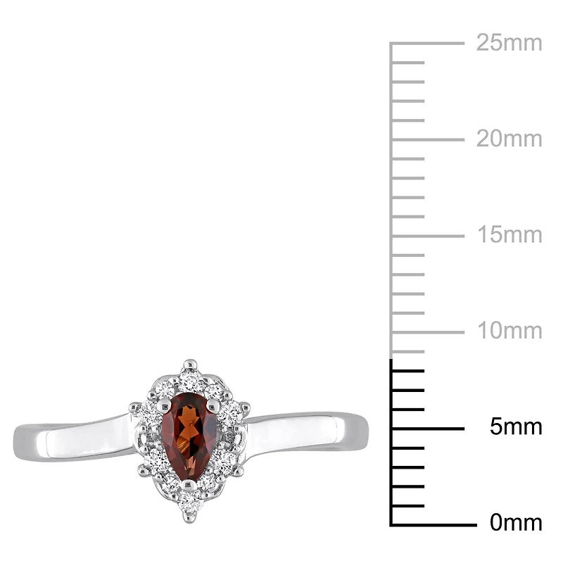 Miabella 1/4 Carat T.G.W. Garnet and 1/10 Carat T.W. Diamond Sterling Silver Halo Promise Ring