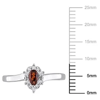 Miabella 1/4 Carat T.G.W. Garnet and 1/10 Carat T.W. Diamond Sterling Silver Halo Promise Ring