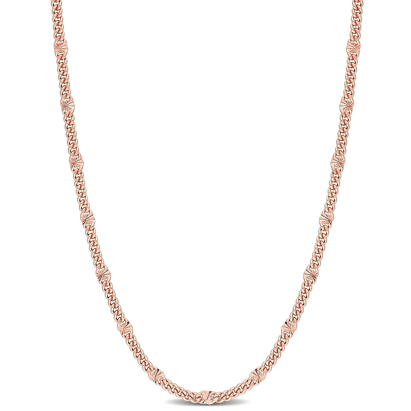 Collier chaîne à gourmette de Miabella en argent sterling plaqué en or rose 18K