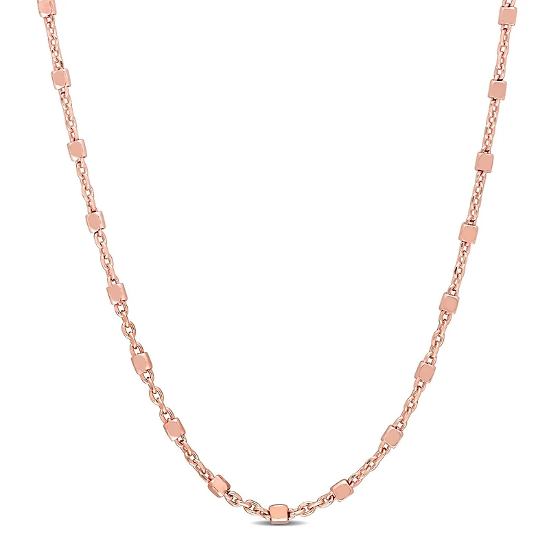 Collier chaîne station de perlée de Miabella en argent sterling plaqué en or rose 18K