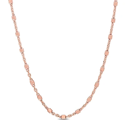 Collier chaîne station de perlée de Miabella en argent sterling plaqué en or rose 18K
