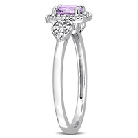 Bague de promesse à aureole de Miabella avec 5/8 Carat PBT d' améthyste et 1/10 Carat PT de diamants en argent sterling