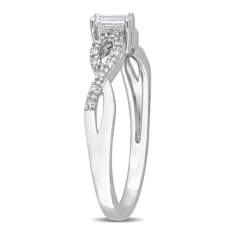 Bague de promesse infini de Miabella avec 1/5 Carat PBT de Saphir blanc synthétique et 1/10 Carat PT de  diamants en argent sterling