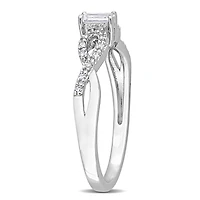 Bague de promesse infini de Miabella avec 1/5 Carat PBT de Saphir blanc synthétique et 1/10 Carat PT de  diamants en argent sterling