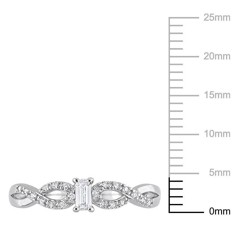 Bague de promesse infini de Miabella avec 1/5 Carat PBT de Saphir blanc synthétique et 1/10 Carat PT de  diamants en argent sterling