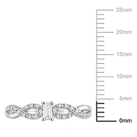 Bague de promesse infini de Miabella avec 1/5 Carat PBT de Saphir blanc synthétique et 1/10 Carat PT de  diamants en argent sterling