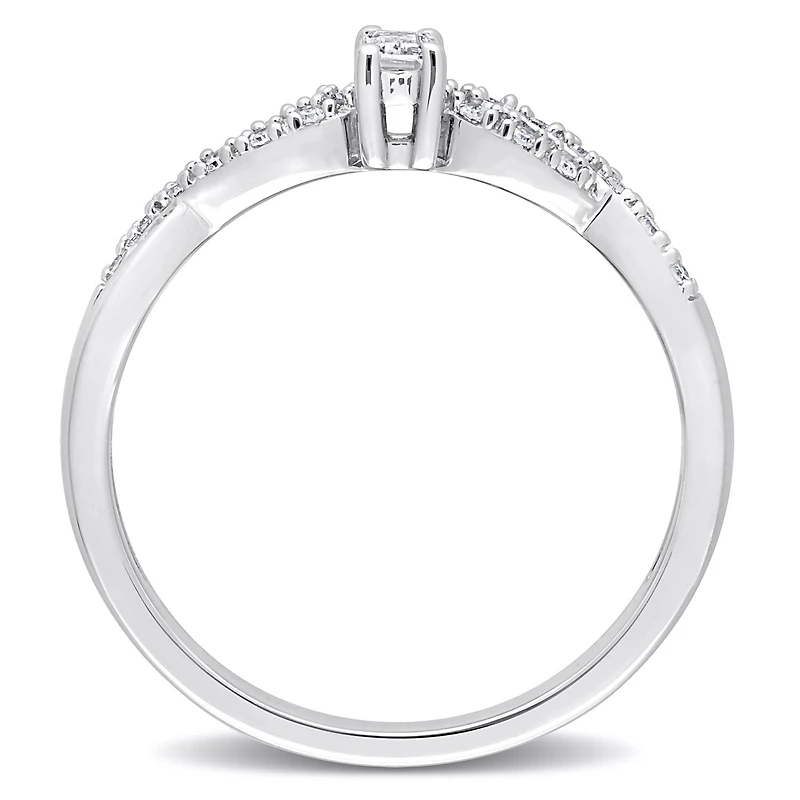 Bague de promesse infini de Miabella avec 1/5 Carat PBT de Saphir blanc synthétique et 1/10 Carat PT de  diamants en argent sterling