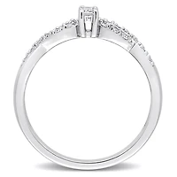 Bague de promesse infini de Miabella avec 1/5 Carat PBT de Saphir blanc synthétique et 1/10 Carat PT de  diamants en argent sterling